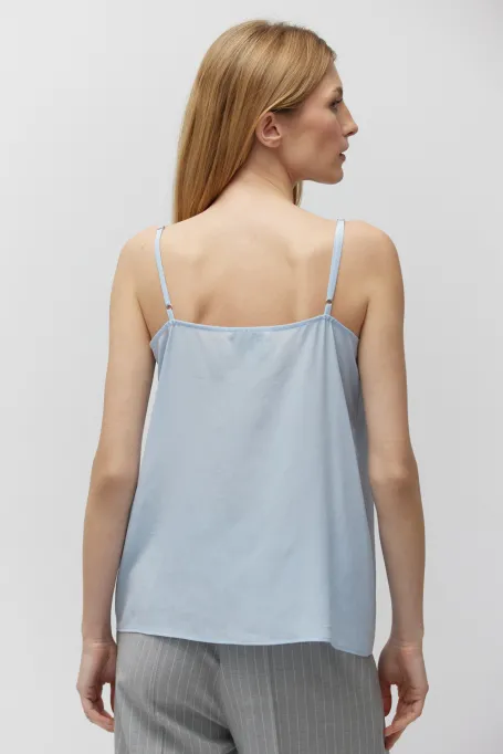Top z jedwabiu niebieski