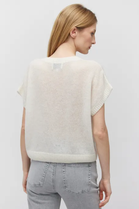 Śmietankowa bluzka z domieszką wełny alpaki