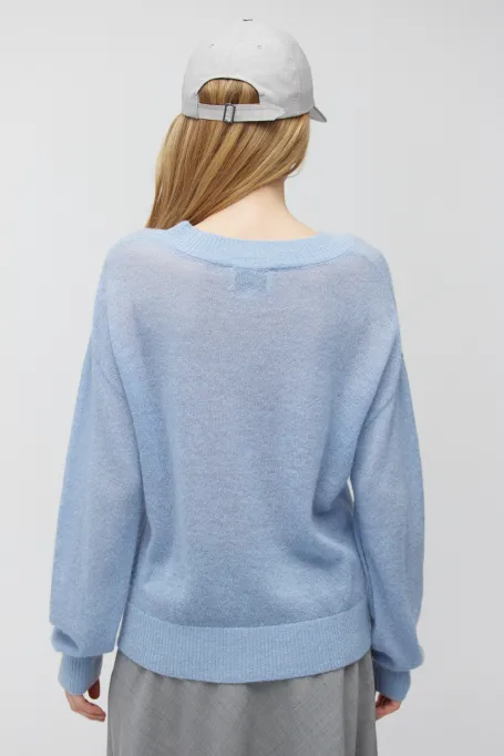 Błękitna bluzka z wełną alpaki