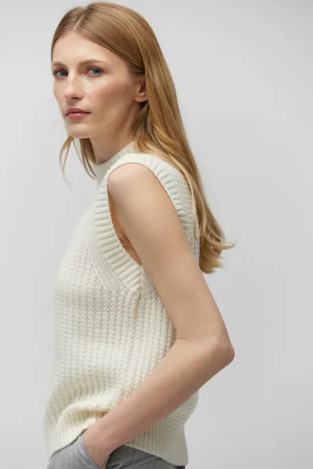 Bluzka bez rękawów z wełny merynosowej żółty