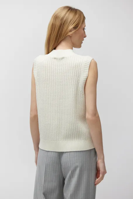 Bluzka bez rękawów z wełny merynosowej żółty