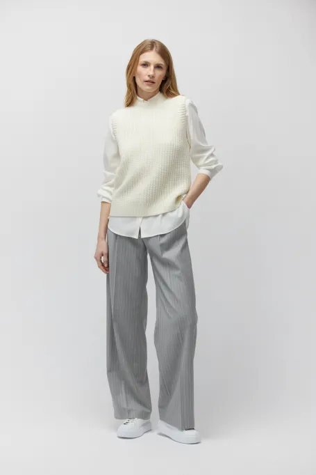 Bluzka bez rękawów z wełny merynosowej żółty