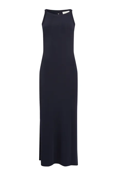 Granatowa sukienka z dekoltem halter Granatowa sukienka z dekoltem halter