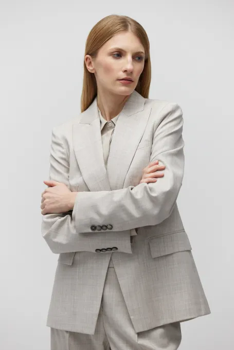 Wełniany żakiet do garnituru beż