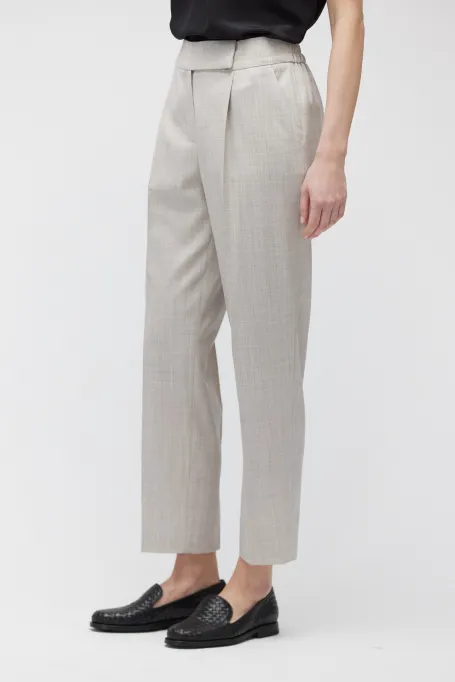 Wełniane spodnie do garnituru beż