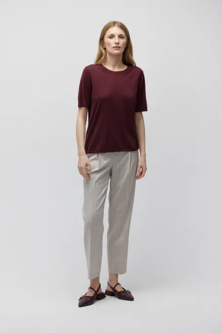 Bluzka z krótkim rękawem z wełny merynosowej czerwony