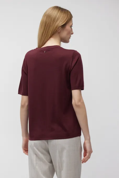 Bluzka z krótkim rękawem z wełny merynosowej czerwony