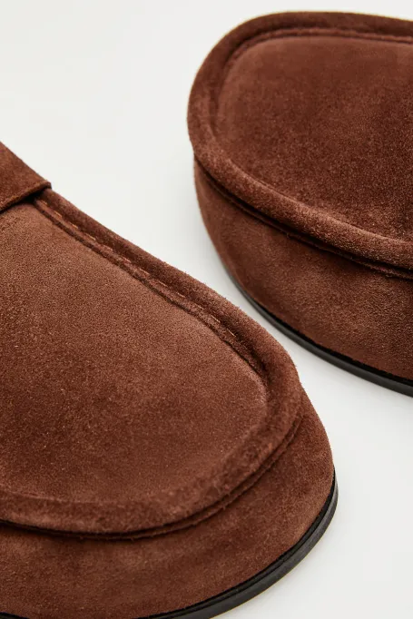 Skórzane klapki brązowy