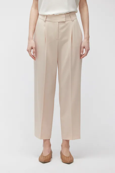 Wełniane spodnie do garnituru beż