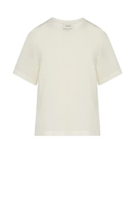 Biała bluzka z jedwabiem Brigitte