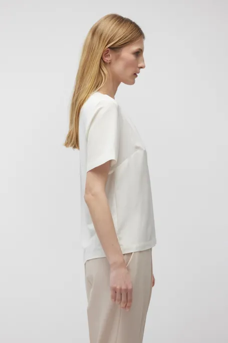 Biała bluzka z jedwabiem Brigitte