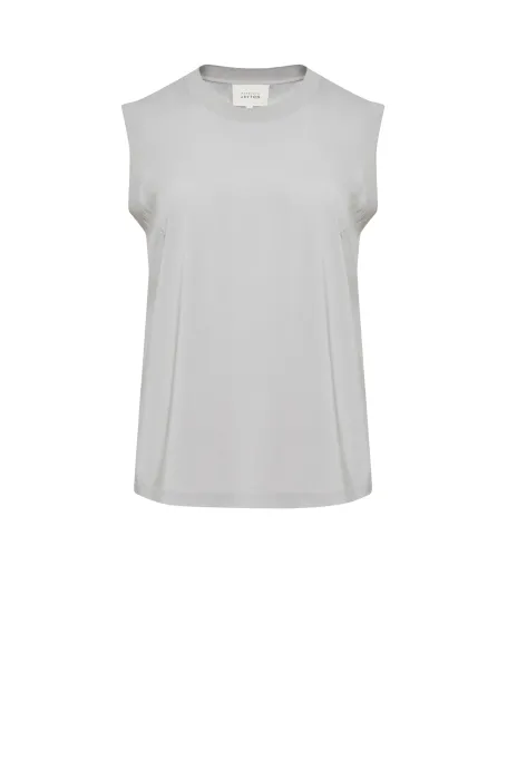 Szara jedwabna bluzka bez rękawów damska - Patrizia Aryton
