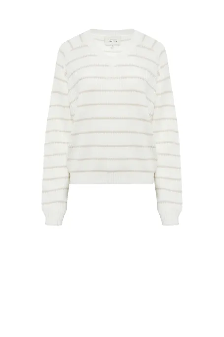 Bluzka z jedwabiem w paski biały