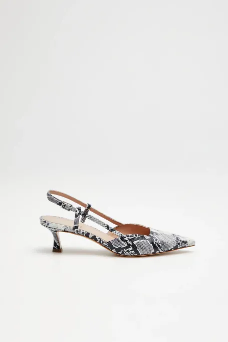 Skórzane buty slingback na średnim obcasie damskie - Patrizia Aryton