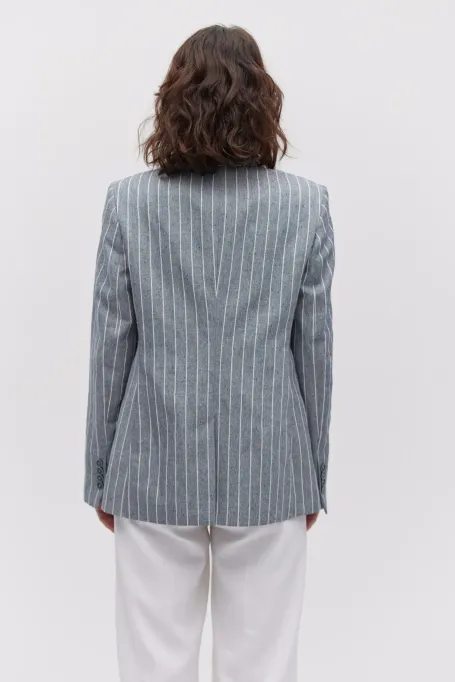 Żakiet z lnem w paski