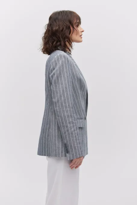 Żakiet z lnem w paski