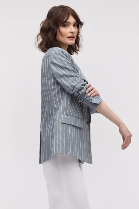 Żakiet z lnem w paski