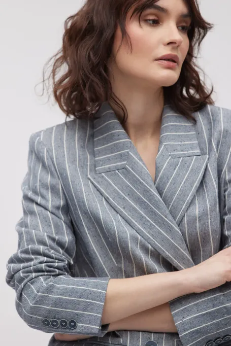 Żakiet z lnem w paski