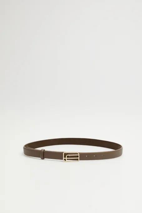 Skórzany pasek z klamrą logo PA damski - Patrizia Aryton