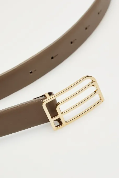 Skórzany pasek z klamrą logo PA damski - Patrizia Aryton