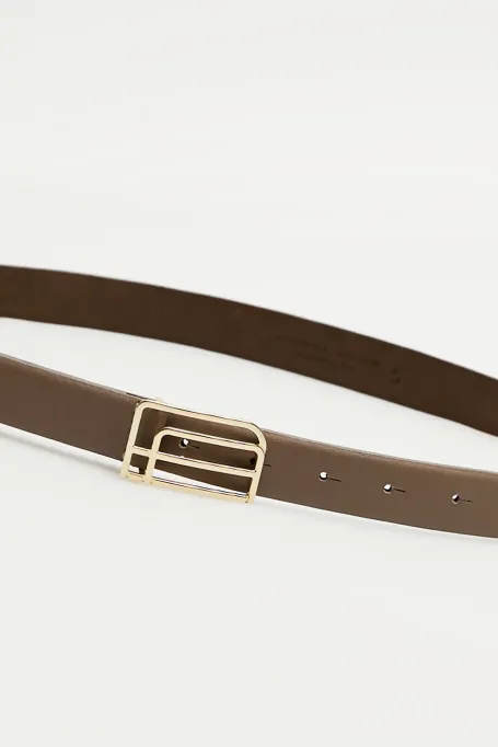 Skórzany pasek z klamrą logo PA damski - Patrizia Aryton