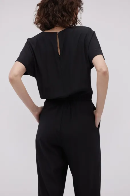 Czarny kombinezon z jedwabiu