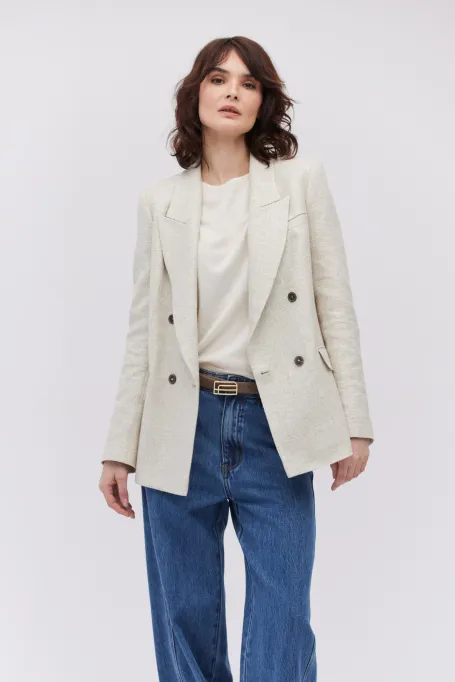 Beżowy żakiet z lnem