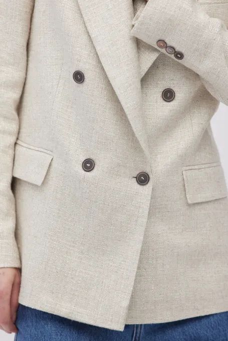 Beżowy żakiet z lnem