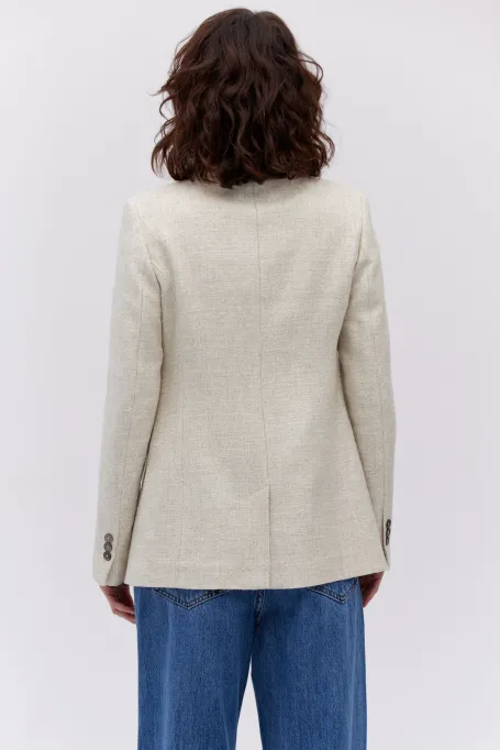 Beżowy żakiet z lnem