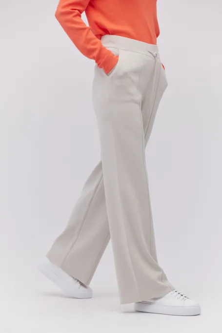 Spodnie z szeroką nogawką beż