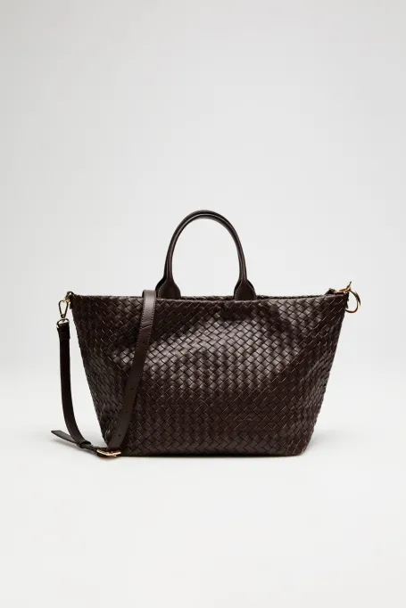 Brązowa pleciona torba shopper