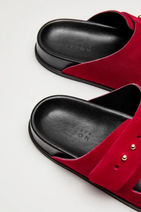 Skórzane klapki ze skóry zamszowej czerwony