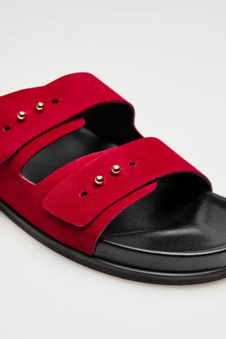 Skórzane klapki ze skóry zamszowej czerwony