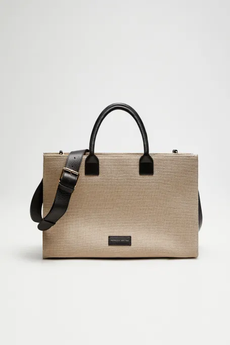 Torba z juty w kolorze taupe