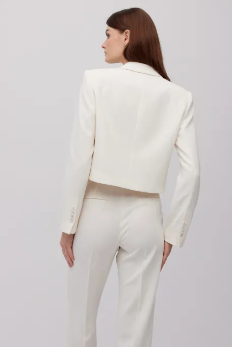 Krótki śmietankowy żakiet do garnituru damski - Patrizia Aryton