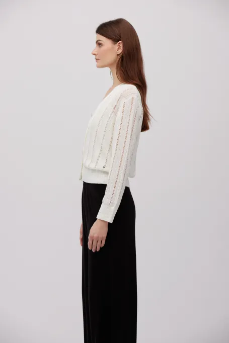 Kardigan z lnu biały