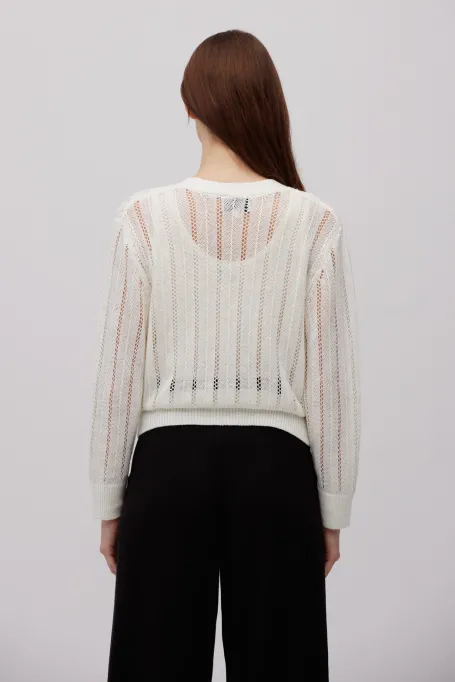 Kardigan z lnu biały