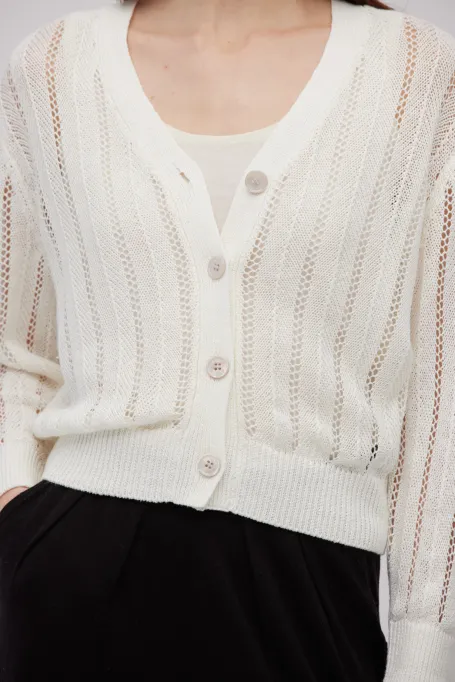 Kardigan z lnu biały