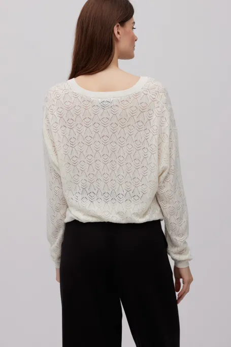 Bluzka z dekoltem V biały