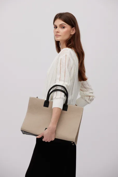 Torba z juty w kolorze taupe