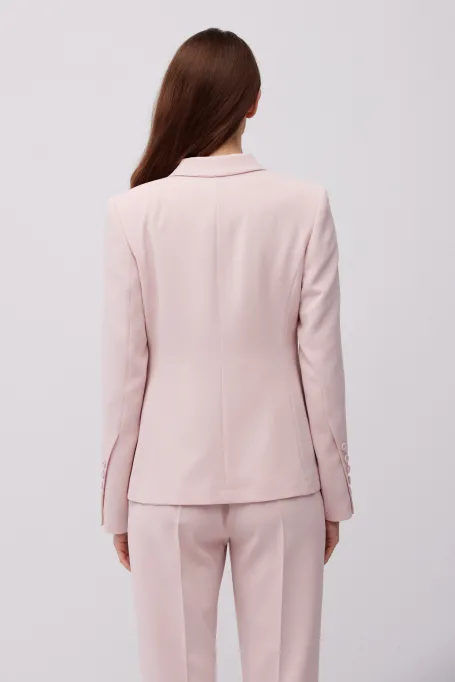 Dwurzędowy żakiet do garnituru w pudrowym różu