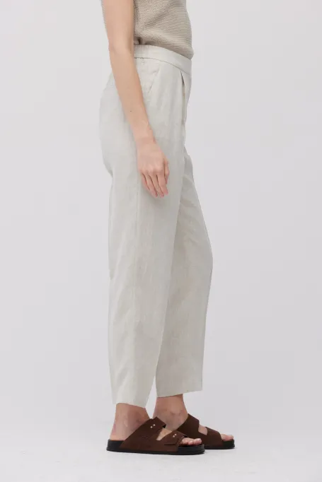 Lniane beżowe spodnie do garnituru