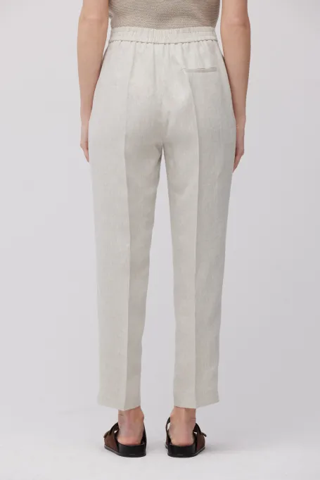 Lniane beżowe spodnie do garnituru