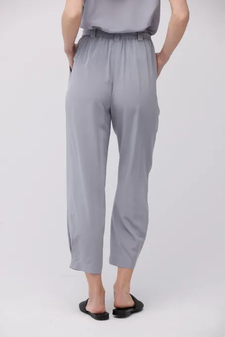 Luźne spodnie z jedwabiu szary