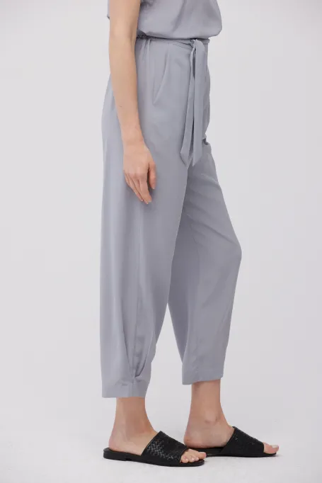 Luźne spodnie z jedwabiu szary