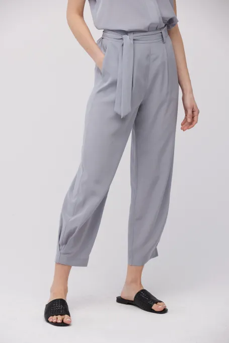 Luźne spodnie z jedwabiu szary