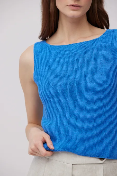 Niebieska bluzka z lnem