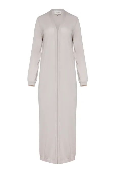 Długi wełniany kardigan szary