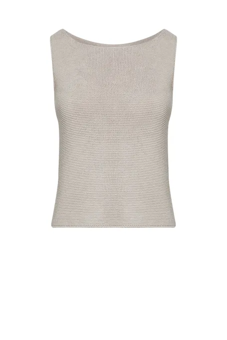 Dzianinowa bluzka taupe z lnem