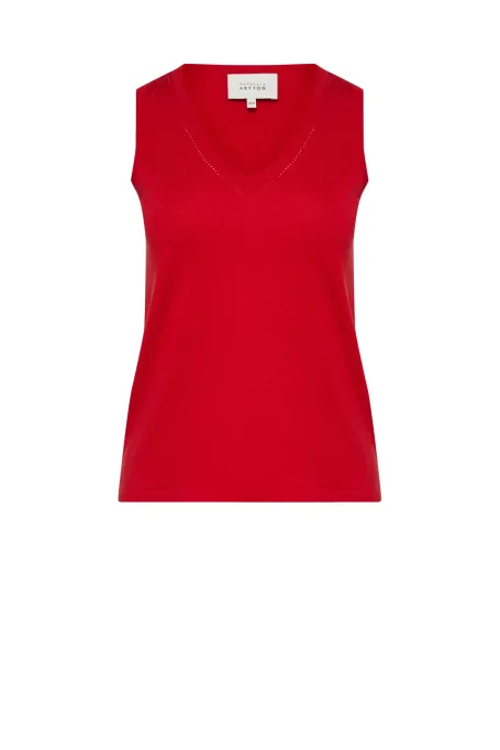 Czerwony top z bawełną i jedwabiem